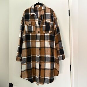 Plaid Flannel Shirt Jacket Plus Size 16